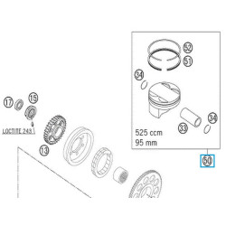 59030007000II  Piston Cpl. Forged KTM EXC-SX 520-525 95mm