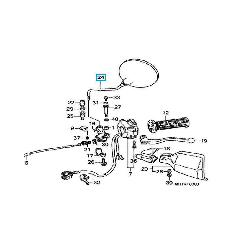 88220MBTD21  Καθρέφτης Αριστερός Honda XL-1000V Varadero '03-'11