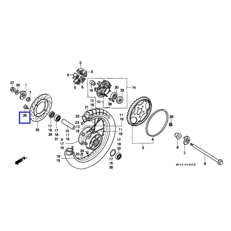90105MK5010  Bolt,disk 8x22 Honda XR-CR-XRV-XLV