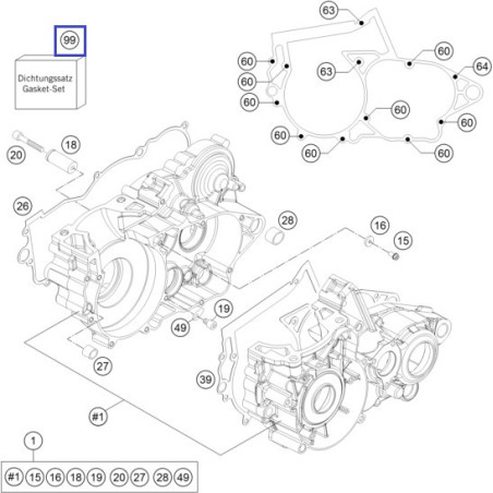 55130099001  Φλάντζες Μοτέρ Σετ KTM EXC-250-300 '15-'16