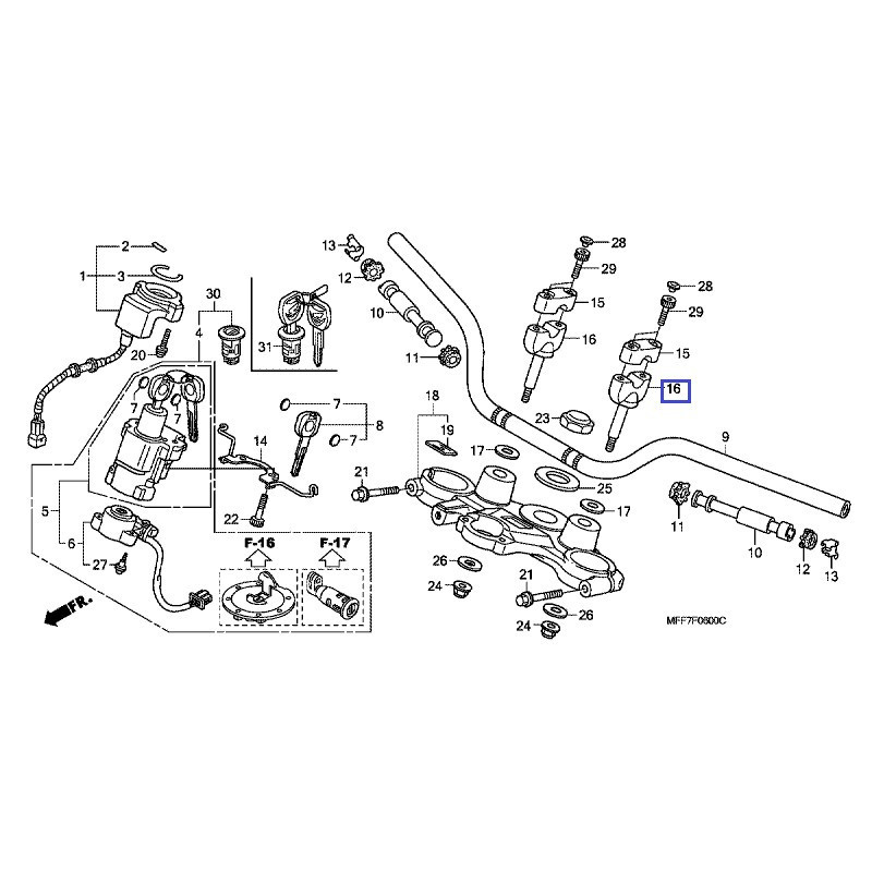 53132KL3670  Handlebar Holder Honda XL-600V-650V-700V Transalp 