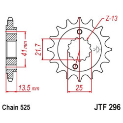 JTF296.15RB  JT front sprocket Honda XL-600V/650V/700V Transalp