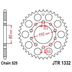 JTR1332.40  JT Rear Sprocket Honda CB-500 '94-'02