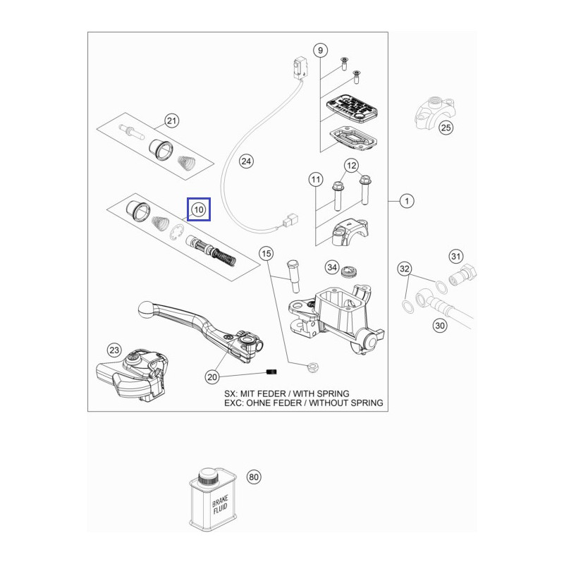 77713008000  Hand Brake Cylinder Repair Kit Piston KTM SX-SXF '14-'18