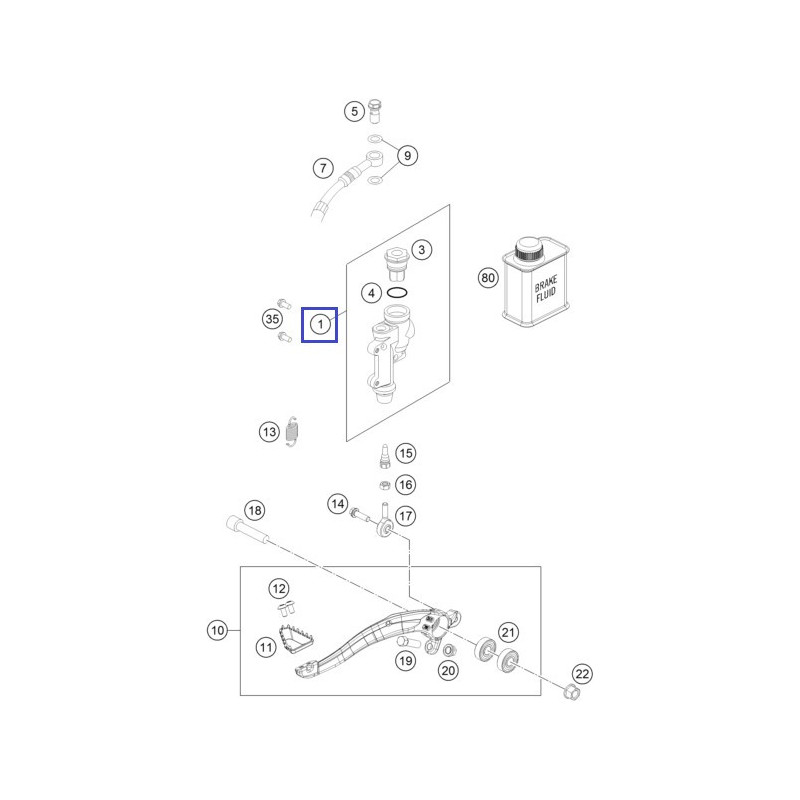 77013060044  Τρόμπα Πίσω Φρένου KTM EXC '13-'18 SX '12-'18