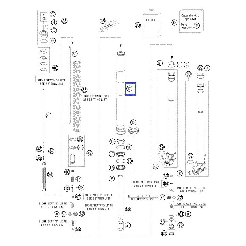 48600736  Outer Tube L577 D54-60mm L2 KTM EXCF-SXF '09-'17