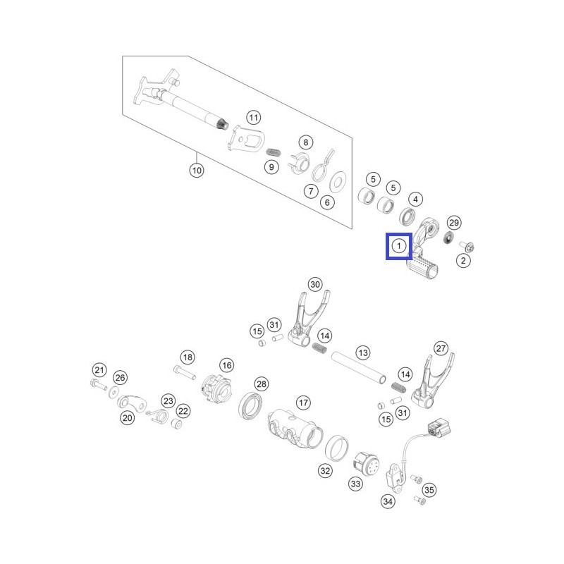 79434031000   Genuine Shifting Lever Cpl. KTM SX-F 450 '16