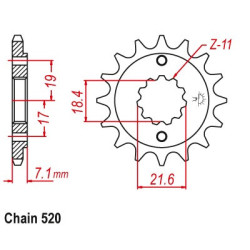FS13096-14    Pro-X Front Sprocket 14t. Honda XR-250 '96-'04