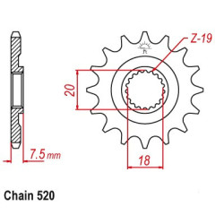 FS12087-14    Pro-X Front Sprocket 14t. Honda CR-125 '87-'03