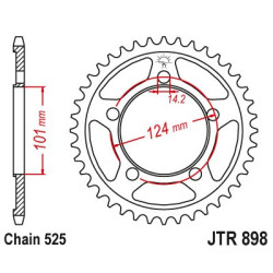 JTR898.38   JT Rear Sprocket 38t. KTM Superduke-990 '05-'12