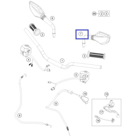 90112040000  Review Mirror Left KTM Duke-125/200/390 '11-'16