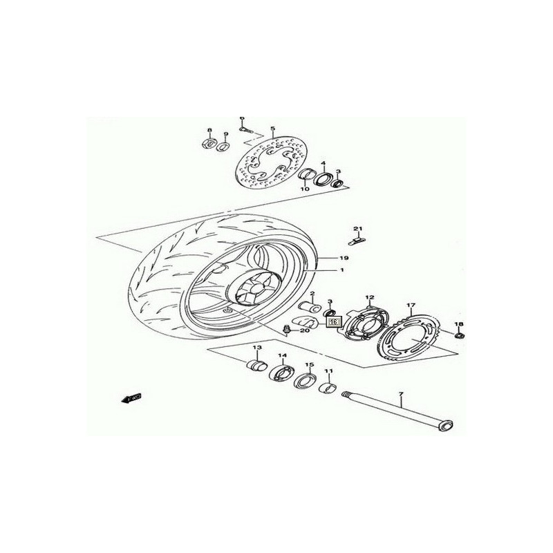 6465135F20 Rear Wheel Damper Suzuki GSR-600