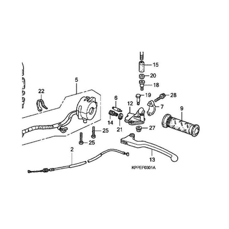 22870KTYD30  Clutch Cable Honda CBR-125 '07-'11 