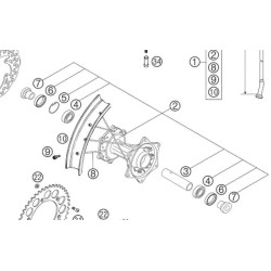 5481001004496  Rear Wheel Hub Cpl. KTM EXC-SX '03-'05