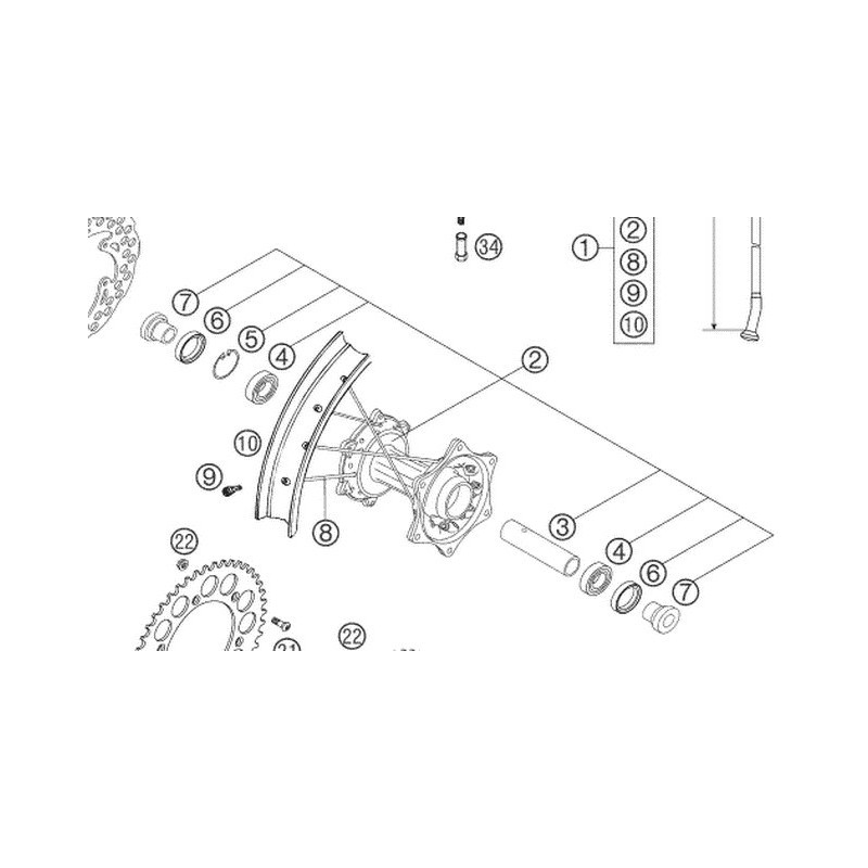 5481001004496  Rear Wheel Hub Cpl. KTM EXC-SX '03-'05