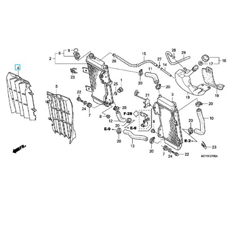 19033MEY670  Γρίλια Ψυγείου Δεξιά Honda CRF-450X