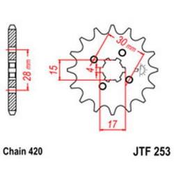 JTF253.14  JT Front Sprocket Honda ANF-125 Innova (14t.)