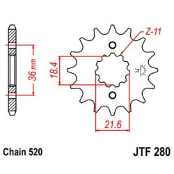 JTF280.13  JT Front Sprocket Honda AX-1  NX-250