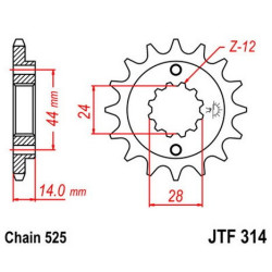JTF314.16  JT Front Sprocket Honda XRV-750 Africa Twin