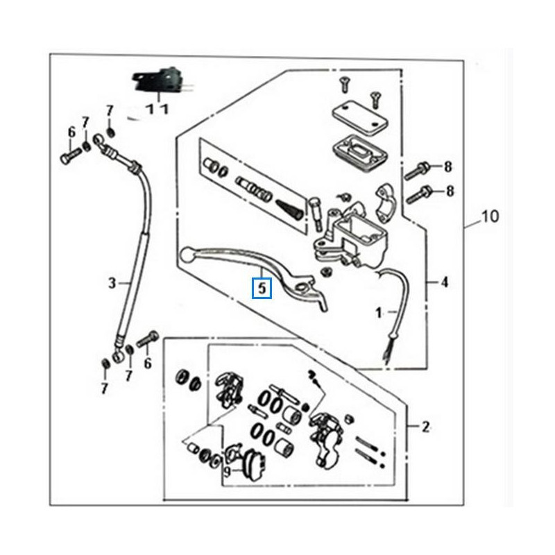53175AAA000  Right Hand Brake Lever Sym Symphony-50-125-150 