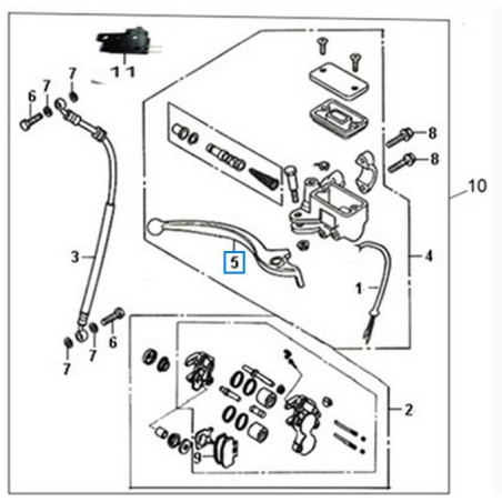 53175AAA000  Right Hand Brake Lever Sym Symphony-50-125-150 