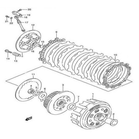 2144144B01SET Clutch Drive Fiber Plate Set Suzuki XF-650 Freewind