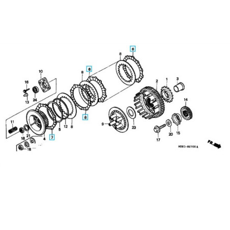 22201MN8SET2  Δίσκοι Συμπλέκτη Φίμπερ XRV-650 Africa Twin Σετ Honda 