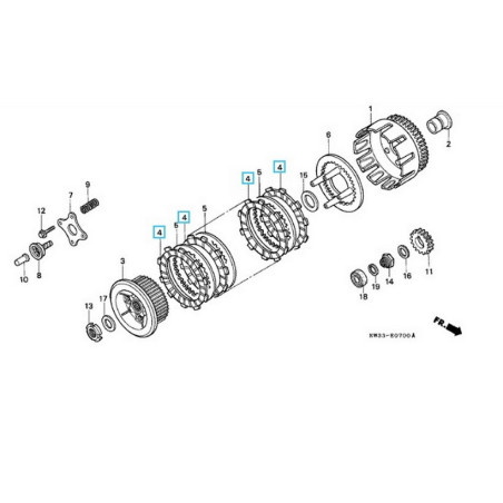 22201KAESET1  Δίσκοι Συμπλέκτη Φίμπερ Σετ Honda  AX-1 NX-250 Dominator 