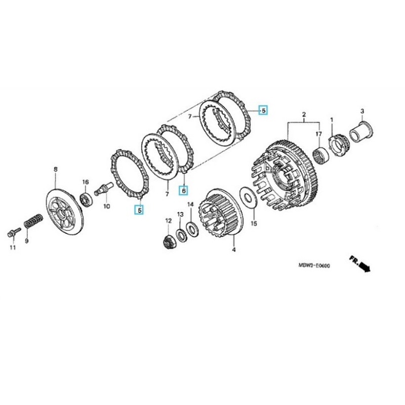 22201MASSE3  Clutch Friction Disks Honda CBR-600F '96-'06
