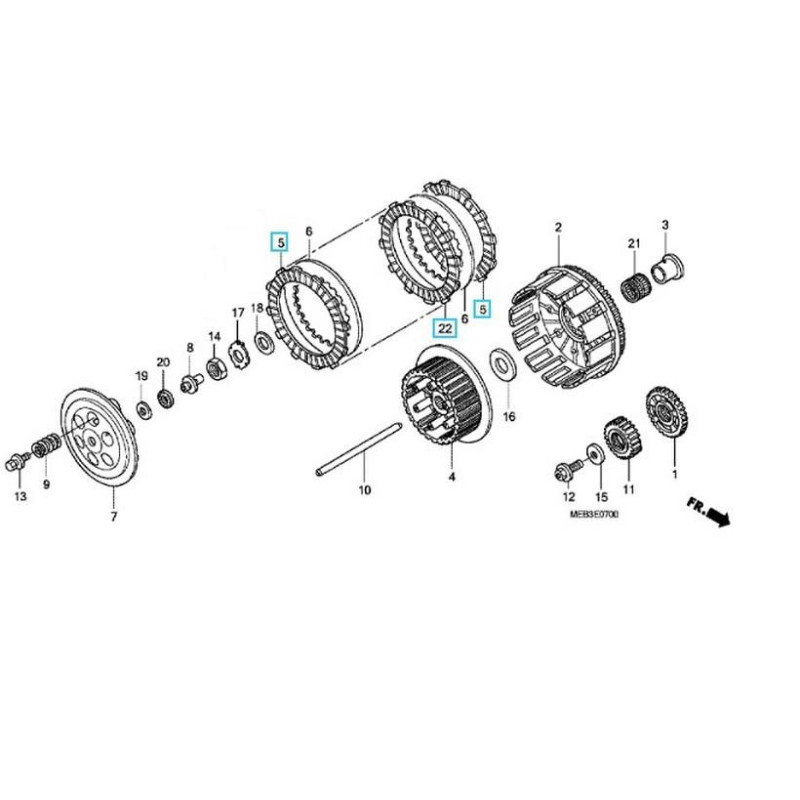 22201MENSET  Δίσκοι Συμπλέκτη Φίμπερ Σετ Honda CRF-450X  