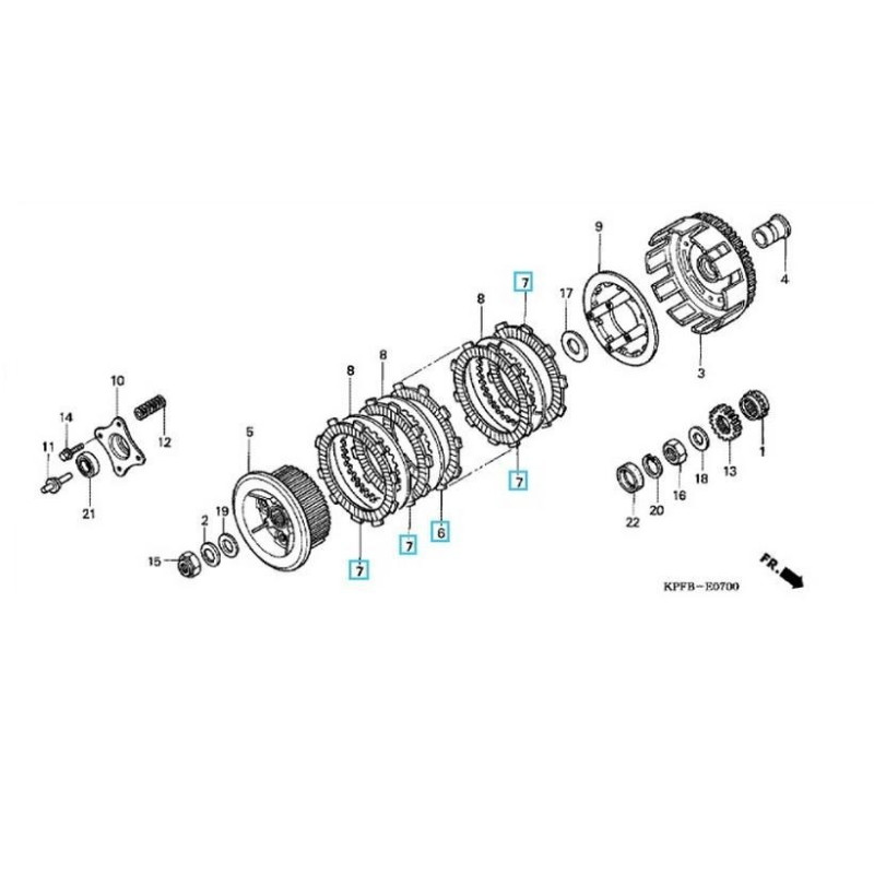22201MALSET5  Δίσκοι Συμπλέκτη Φίμπερ Σετ Honda CBF-250