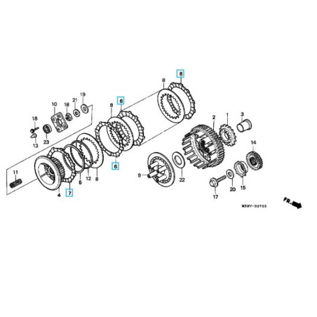 22201MALSET4  Clutch Friction Disks Set Honda VT-600 Shadow '98-'99
