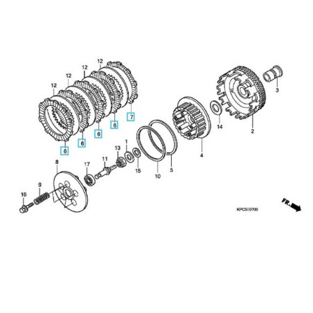 22201MALSET6  Δίσκοι Συμπλέκτη Φίμπερ Σετ Honda XL-125V Varadero 