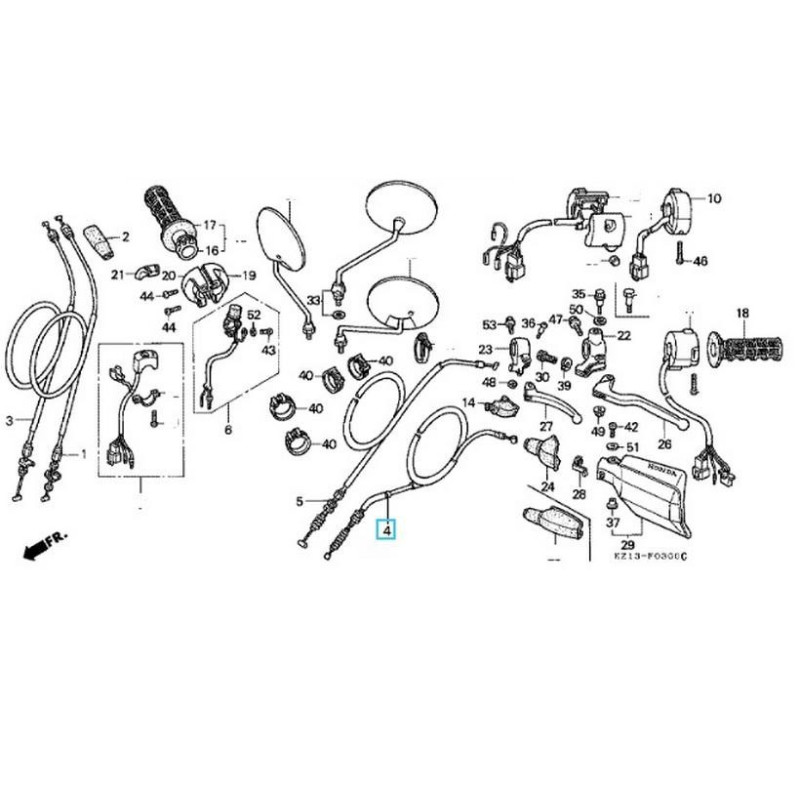 22870KZ1600  Ντίζα Συμπλέκτη Honda XR-250 '88-'95