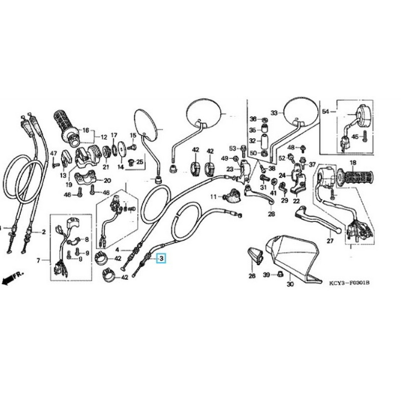 22870KCY670  Ντίζα Συμπλέκτη Honda XR-400