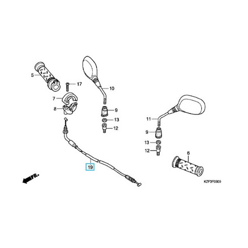 17910KTMD21  Ντίζα Γκαζιού Honda ANF-125 i Innova '07-'12