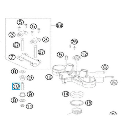 58201041000  Αποστάτης Σινεμπλόκ Τιμονιού KTM LC4-640 Adventure '04-'07