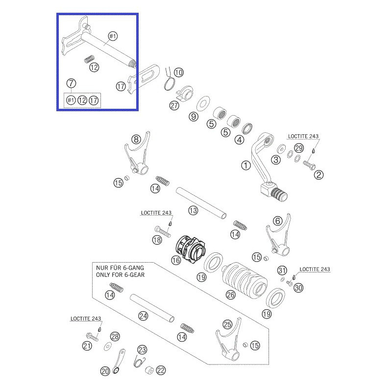 59034005044  Αξονας Πετάλ Ταχυτήτων KTM 250-400-450 Racing 4t.