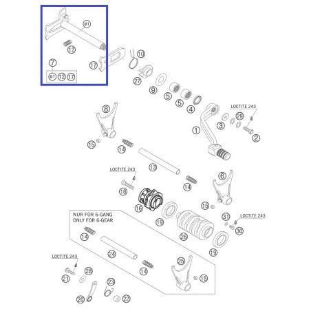 59034005044  Αξονας Πετάλ Ταχυτήτων KTM 250-400-450 Racing 4t.