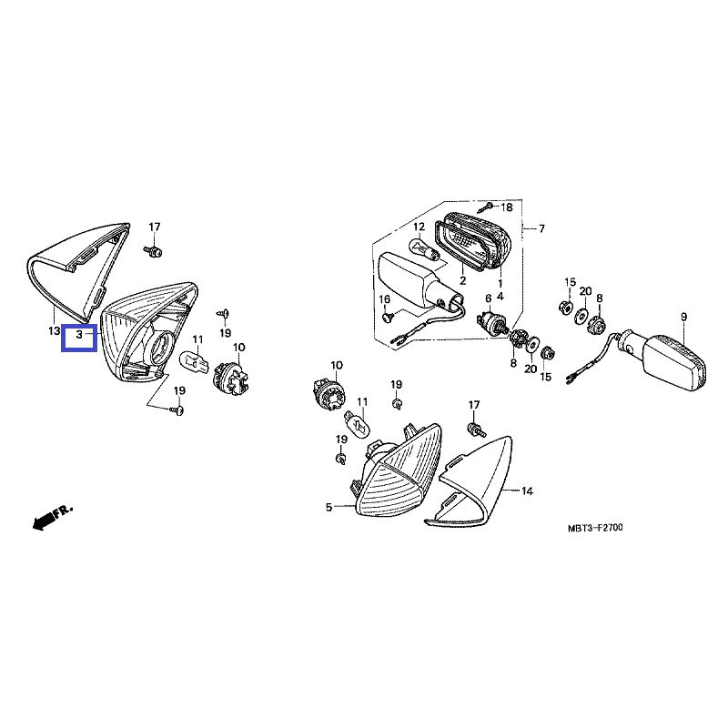 33410MBG000  Winker Front Right Honda XL-1000V Varadero '99-'02