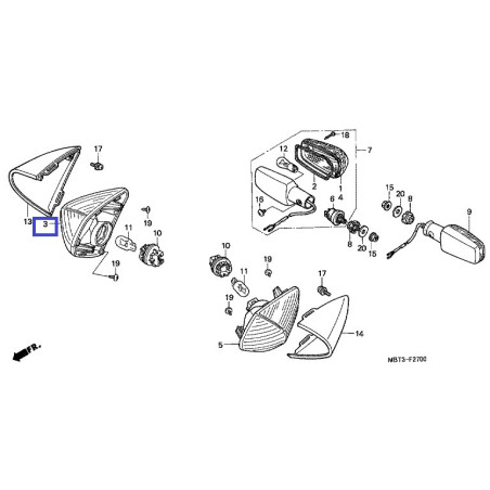 33410MBG000  Winker Front Right Honda XL-1000V Varadero '99-'02