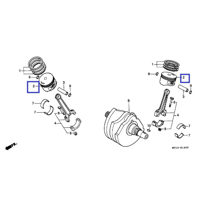 13102MV1305  Piston 0.25 Oversize Honda XRV-750 