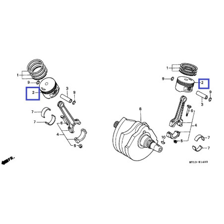 13102MV1305  Piston 0.25 Oversize Honda XRV-750 
