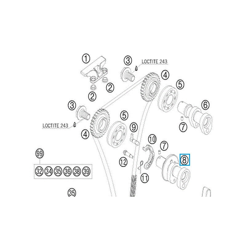 77036010400  Εκκεντροφόρος Εξαγωγής KTM SX-F 250 '09-'10